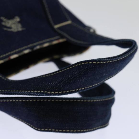 BURBERRY Nova Check Blue Label Hand Bag Denim Navy Beige Auth bs13210 - Picture 7 of 16